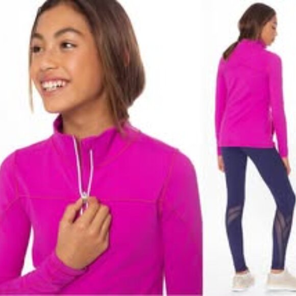 Ivivva Girl by Lululemon 🍋 Another Lap 1/2 Zip pink pullover size 12 - Picture 2 of 4